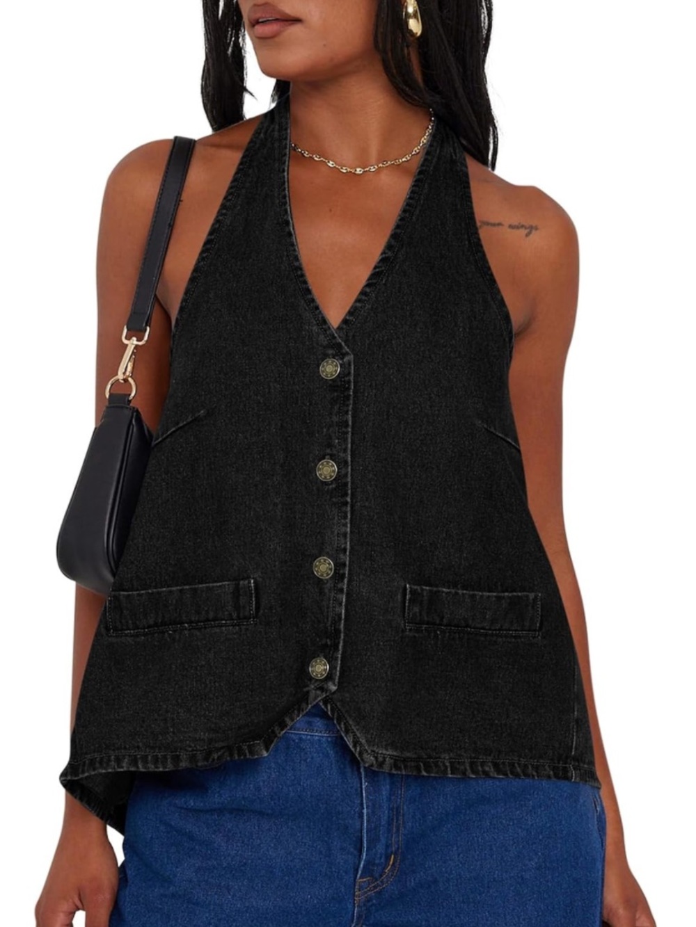 Denim Halter Vest